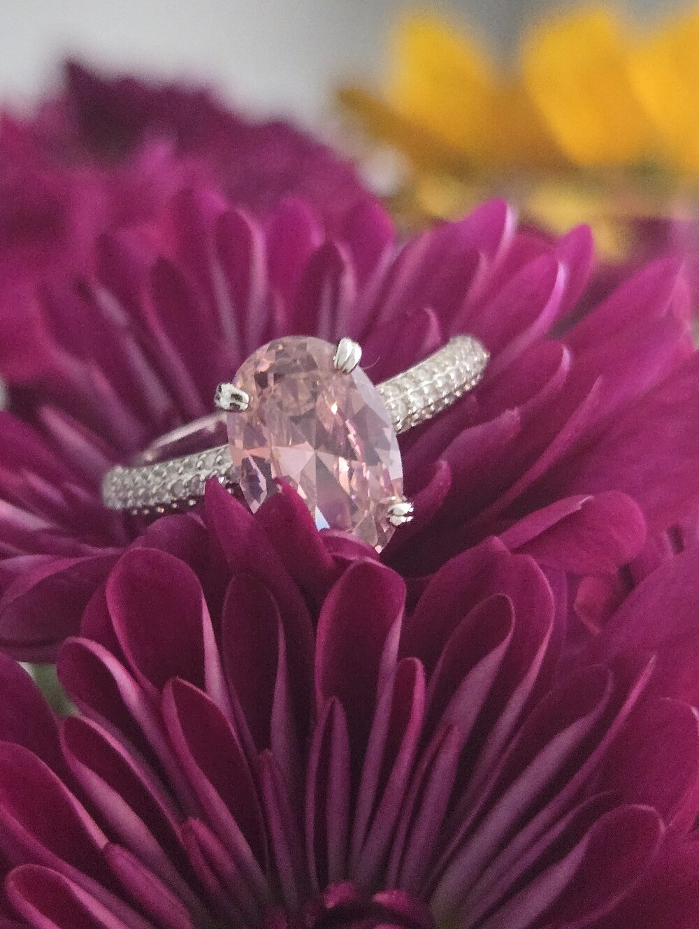 925 Sterling Silver 4.5 Ct Lab grown Oval Cut Pink Sapphire Size 8 ring